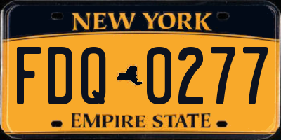 NY license plate FDQ0277