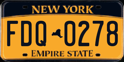 NY license plate FDQ0278