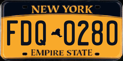 NY license plate FDQ0280