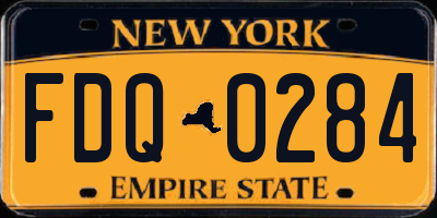 NY license plate FDQ0284