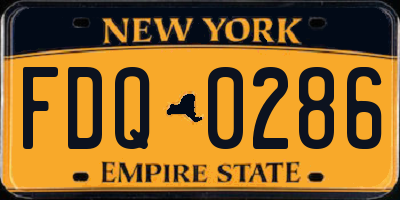 NY license plate FDQ0286