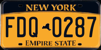 NY license plate FDQ0287