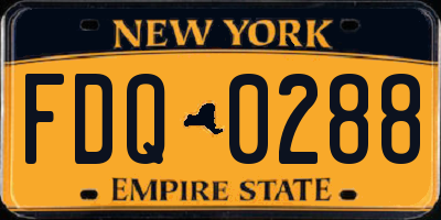 NY license plate FDQ0288