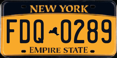 NY license plate FDQ0289