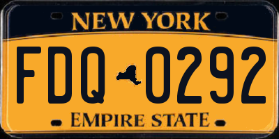 NY license plate FDQ0292