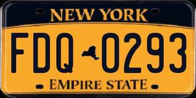 NY license plate FDQ0293