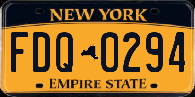 NY license plate FDQ0294