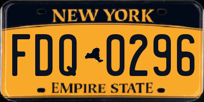 NY license plate FDQ0296