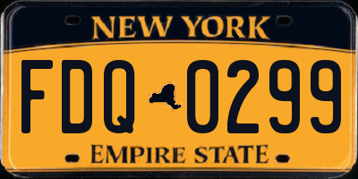 NY license plate FDQ0299