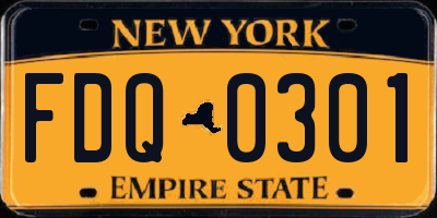 NY license plate FDQ0301