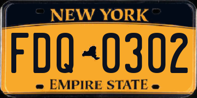 NY license plate FDQ0302