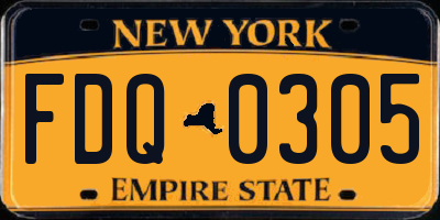 NY license plate FDQ0305