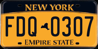 NY license plate FDQ0307