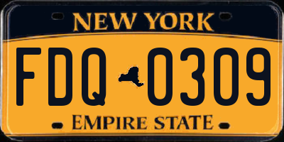 NY license plate FDQ0309