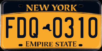 NY license plate FDQ0310