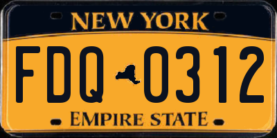 NY license plate FDQ0312