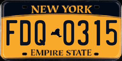 NY license plate FDQ0315