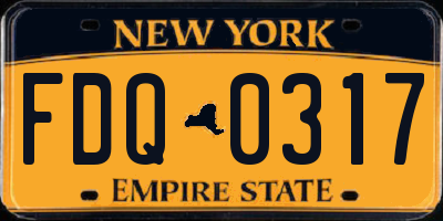 NY license plate FDQ0317