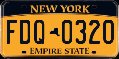 NY license plate FDQ0320