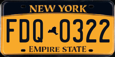 NY license plate FDQ0322