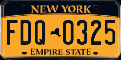 NY license plate FDQ0325