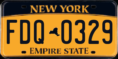NY license plate FDQ0329