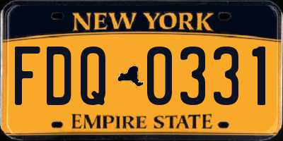 NY license plate FDQ0331