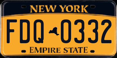 NY license plate FDQ0332