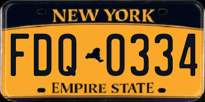NY license plate FDQ0334