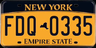 NY license plate FDQ0335