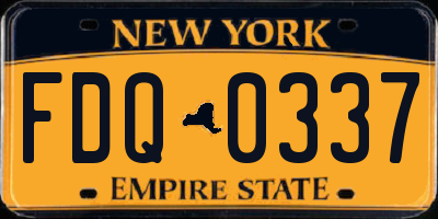 NY license plate FDQ0337