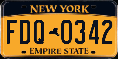 NY license plate FDQ0342