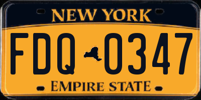 NY license plate FDQ0347