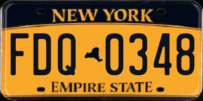 NY license plate FDQ0348