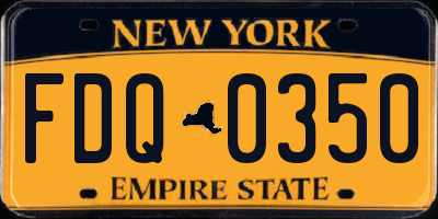 NY license plate FDQ0350