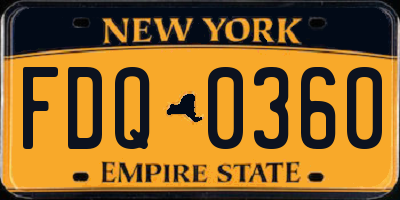 NY license plate FDQ0360