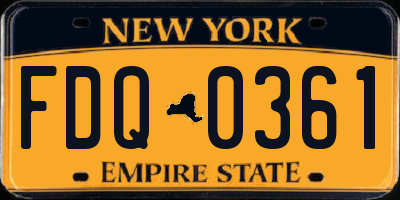 NY license plate FDQ0361