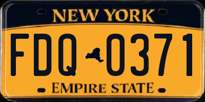 NY license plate FDQ0371