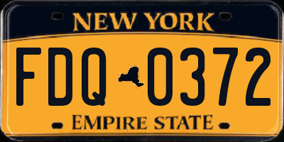 NY license plate FDQ0372