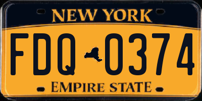 NY license plate FDQ0374