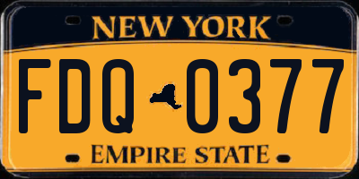 NY license plate FDQ0377