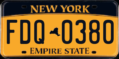NY license plate FDQ0380