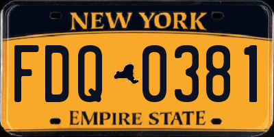 NY license plate FDQ0381
