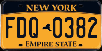 NY license plate FDQ0382