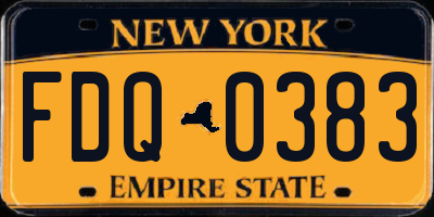 NY license plate FDQ0383