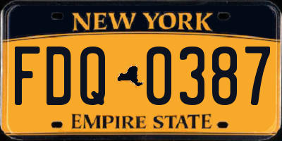 NY license plate FDQ0387