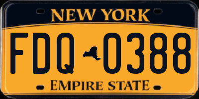 NY license plate FDQ0388
