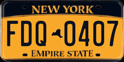 NY license plate FDQ0407