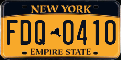 NY license plate FDQ0410