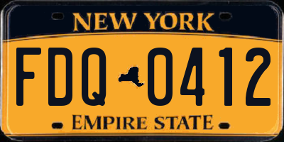 NY license plate FDQ0412
